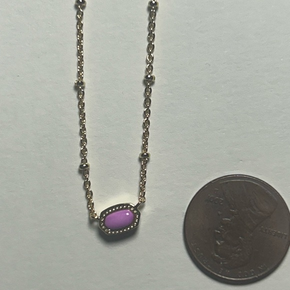 NWT Kendra Scott Mini Elisa Satellite Necklace Gold – Tone Opaque Lilac Stone - Picture 3 of 7